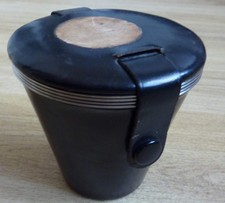 Vintage Set of Four Stirrup Cups in Real Hide Case Made in England Shot Glasses