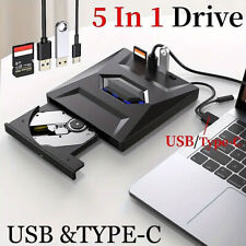 5in1 External CD DVD RW Drive USB-C USB 3.0 Writer Burner Player For Laptop PC