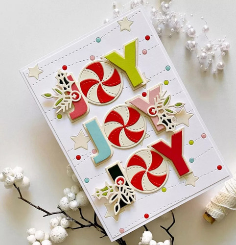 Joy sentiment with holly - joy,