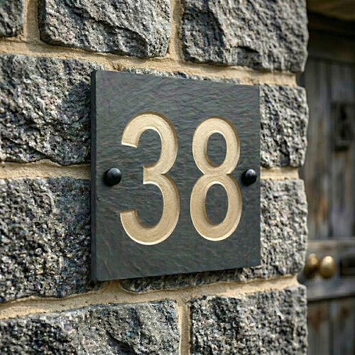 Deep engraved slate house - deep,