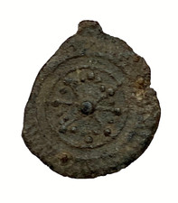 Rare Medieval early 14th century lead token with Wheel and Flower design