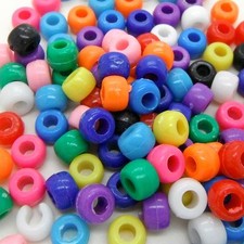 100 x Opaque Barrel Pony Beads Plastic Acrylic 9x6mm Dummy Clip Making