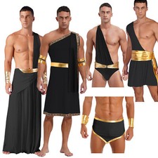 UK Mens Ancient Greek Cosplay Suit Roman Toga Caesar Party Fancy Dress Costume