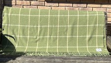 Bronte By Moon Light Green & Cream Check Yorkshire Wool Throw.