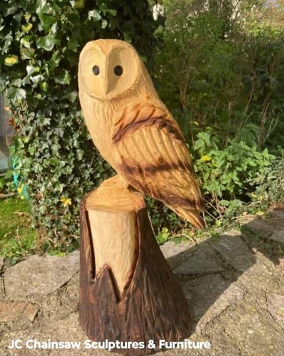 Chainsaw carved owl - chainsaw,