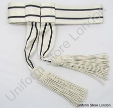 Sash Officer’s Waist Belt Silver Black with Tassels R1596