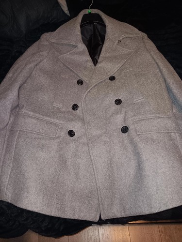 Wool blend pea coat - blend, mens