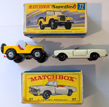 No. 27 MERCEDES 230 SL & No. 72 JEEP  - MATCHBOX SUPERFAST - Lesney Diecast Car