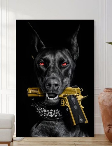 Dog and gun gold - gun,