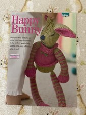 Happy Bunny Rabbit Easter Soft Toy Knitting Pattern DK Striped Legs To Make