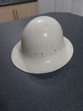 White Painted Vintage Civil Defence Tin Helmet