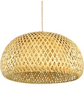 Yardwe Woven Lampshade Small Pendant Cover Rustic Rattan Light Fixture for Home