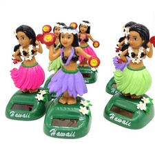 Solar Powered Hawaiian Dancing Hula Girl Shaking Doll Decor for Car Dashboard