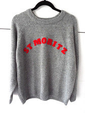 TU WOMAN - LOVELY GREY  FLECK JUMPER - ST MORITZ ON FRONT - SIZE 14 - NEW