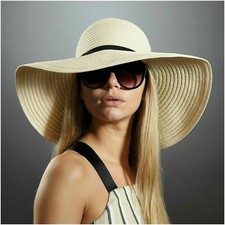 Beechfield Summer Sun Beach Floppy Hat Wide Brim Banded Large Ladies Chic