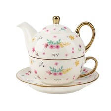 Vintage Porcelain Tea for One,Rose Teapot and Saucer Set,Tea Cup with Saucer Set