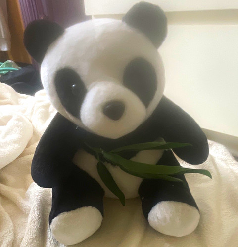 Black white panda plush - white,