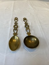 Welsh Love Spoons Heavy Brass Set of 2 HIs and Her Vintage Wedding Gift #1