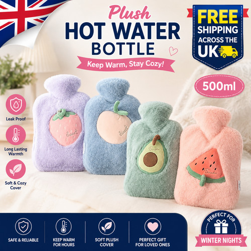 500ml hot water bottle plush - bottle,