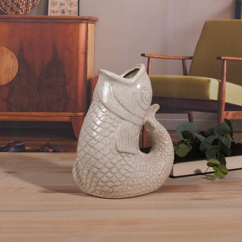 Ceramic fish gurgle jug vase - fish,