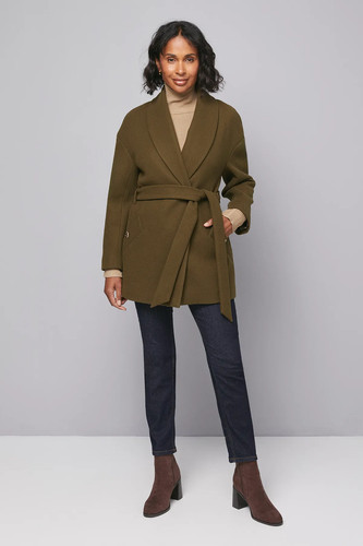 Wallis olive coat womens - coat,