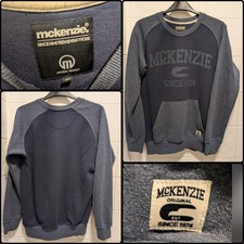 McKenzie Sweatshirt Jumper M Medium Navy Blue Raglan Kangaroo Pocket Pullover