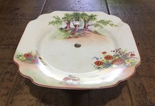 Vintage Leighton Pottery Burslem - Pedestal Cake Stand with garden theme