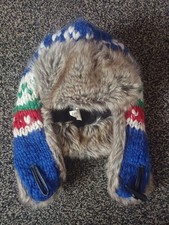 MENS KNITTED TRAPPER HAT, FUR