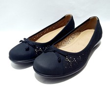 Hotter Shoes Size 5.5 UK New "Precious" Wide Fit EXF Dark Navy Blue Nubuck Flats