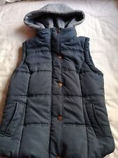 Girls navy padded hooded bodywarmer age 14-15 by New Look