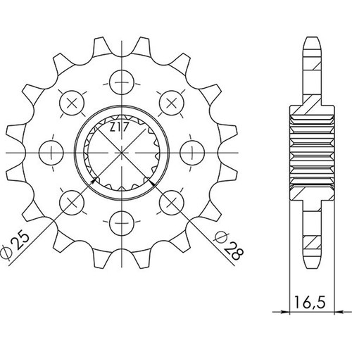 Pitch sprocket 525 z 17 - pitch,