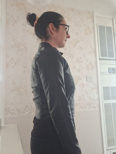 Faux leather black biker - faux,