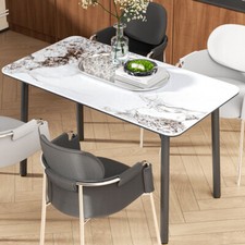 FATIVO Large Rectangular Dining Table Marble Dinner Table Restaurant Cafe Hotel