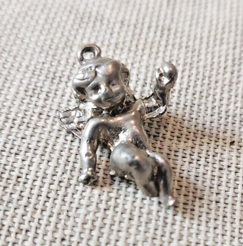 Tiny vintage pewter - pewter, cherub