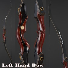 60" Takedown Recurve Bow 25-50lbs Wooden Riser Archery Hunting Left Hand Bow
