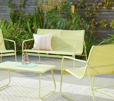Vintage French Garden Chairs Aluminum Bistro Patio Set 3 Pieces-Yellow
