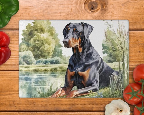 Doberman glass chopping - doberman, board