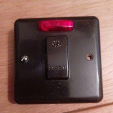 MK Vintage BROWN bakelite 13A Unswitched Connection Unit Flush Lamp& Flex Outlet