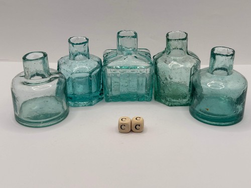 Old aqua glass - old, inks
