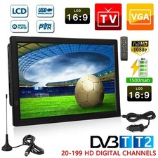 10/14 inch 1080P Portable HDMI HD Digital TV Player Freeview Television UK Plug