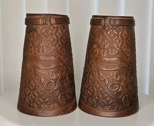Tooled leather cowboy cuffs - tooled,