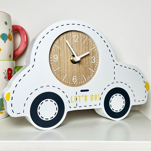 White car childrens clock - childrens,
