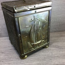 Vintage Embossed Brass Ship