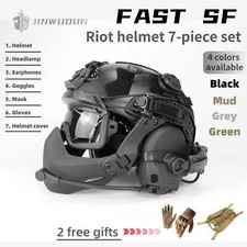 Tactical 7-piece Headset ABS Thickened Riot Helmet Combat Training Set