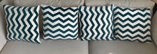 4x Debenhams Zigzag Cushions Covers inner stripe Geometric teal cream 16" x 16"