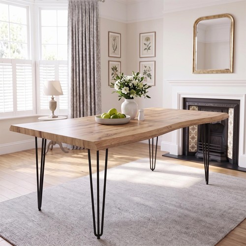 Wooden dining table with metal - table,