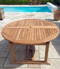 1.5m x 1.5m - 2.3m Teak Circular Double Extending Outdoor Dining Table