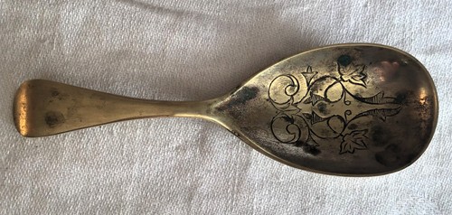 Antique brass tea caddy spoon - antique,