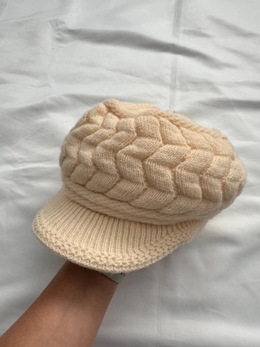 Y2k knitted newsboy cap cream - y2k,