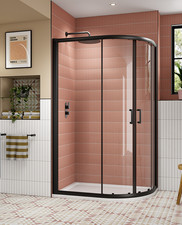 Toreno Matt Black 800 x 1200mm Offset Quadrant Shower Enclosure without tray